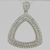 Sterling Silver Semi Mount Pendant Setting Trillion Tri 15x15mm Halo Topaz - Syzjewelry